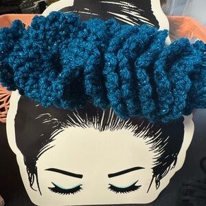 Elegant Teal Crochet Hair Scrunchie